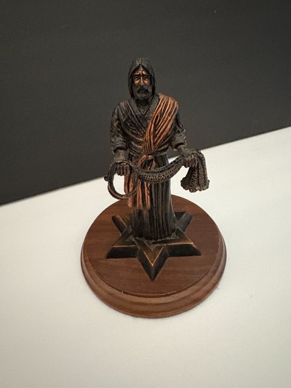 Bronze 8" Statue Fisher of Men by Max Greiner, Jr Designs on 6" Round Wood Base